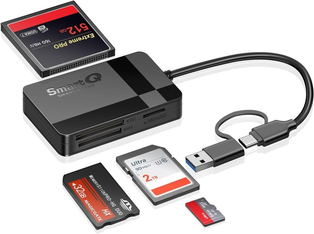 Plug & Play Multi-Card Reader for USB-C & USB 3.0 Devices - Compact Design