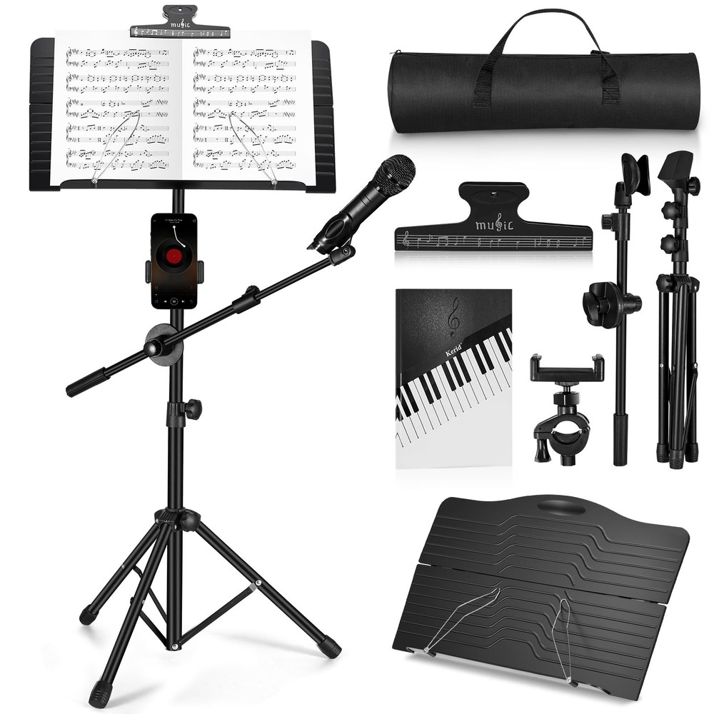 Music Stand, Vangoa Folding Sheet Stand + Microphone