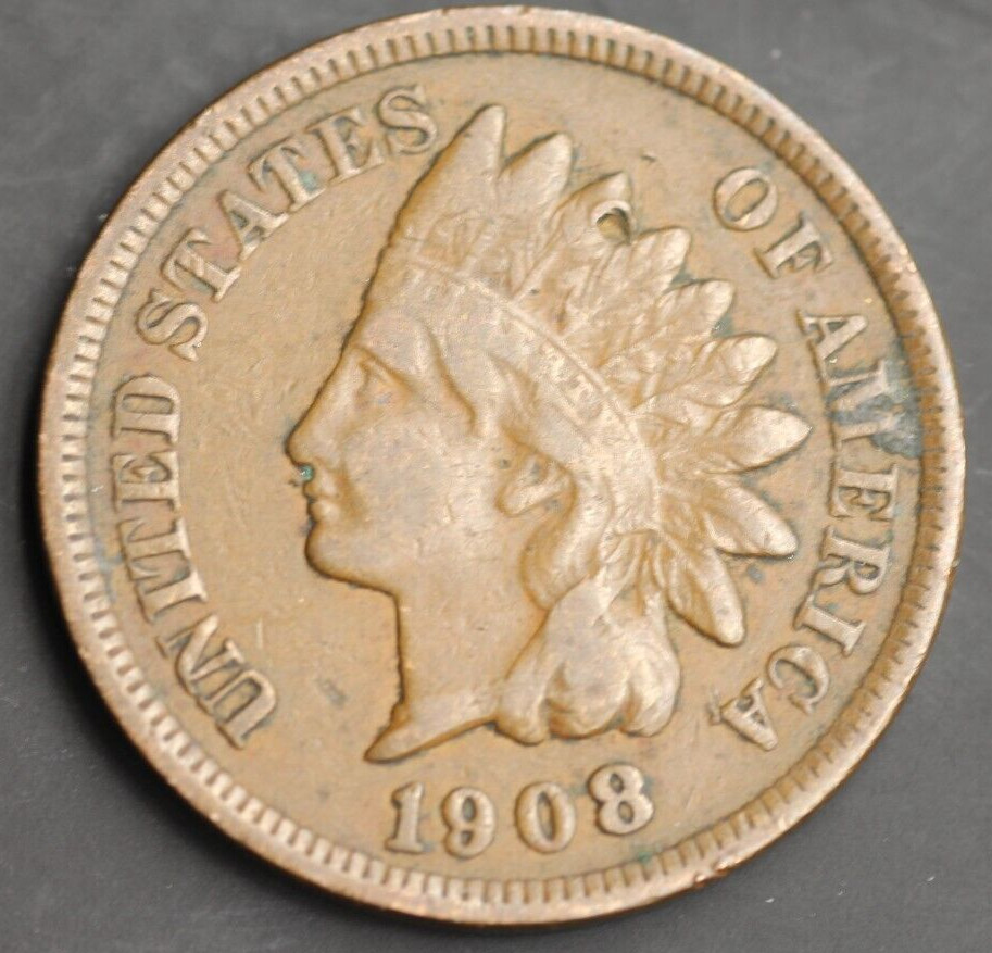 1908 INDIAN HEAD CENT PENNY  LIBERTY W/ NICE FEATHERS SHARP COIN