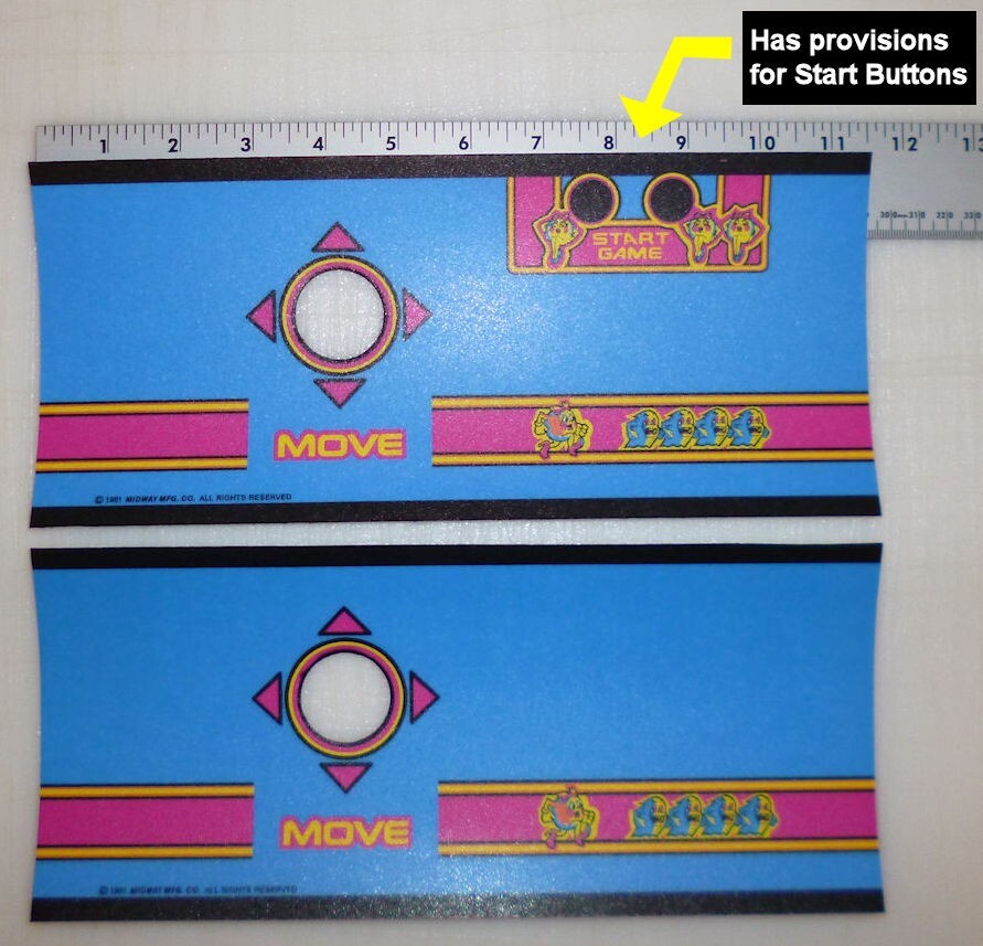 Multicade 11 Inch  Ms Pac Man Cocktail Table Control Panel Overlay