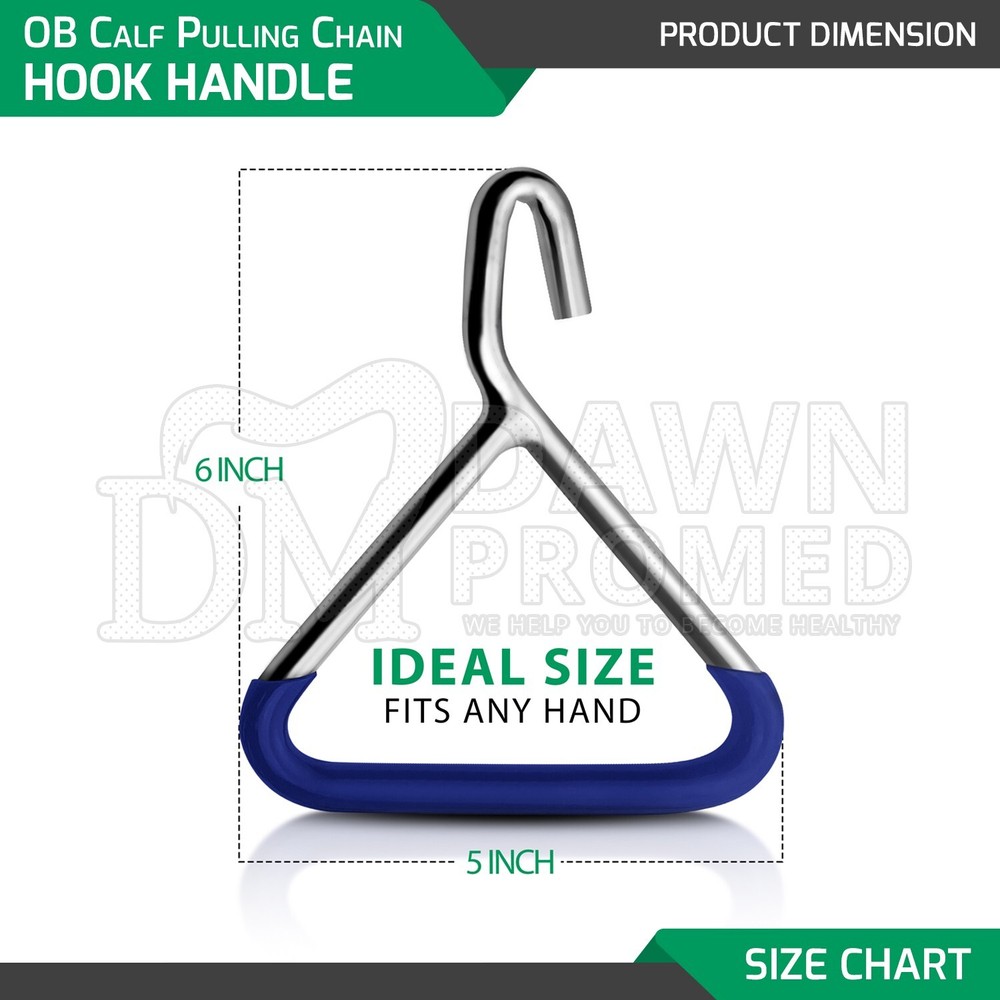 2 Pcs Calf Puller Chain Hook Handle Cow Birth Calving PVC Grip Vet Instruments