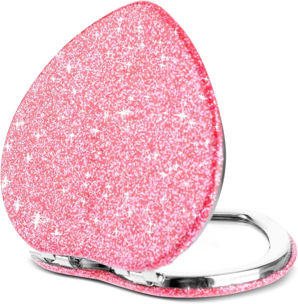 Heart Shaped Folding Compact Mirror Double Sided Magnifying Travel Makeup Mirror