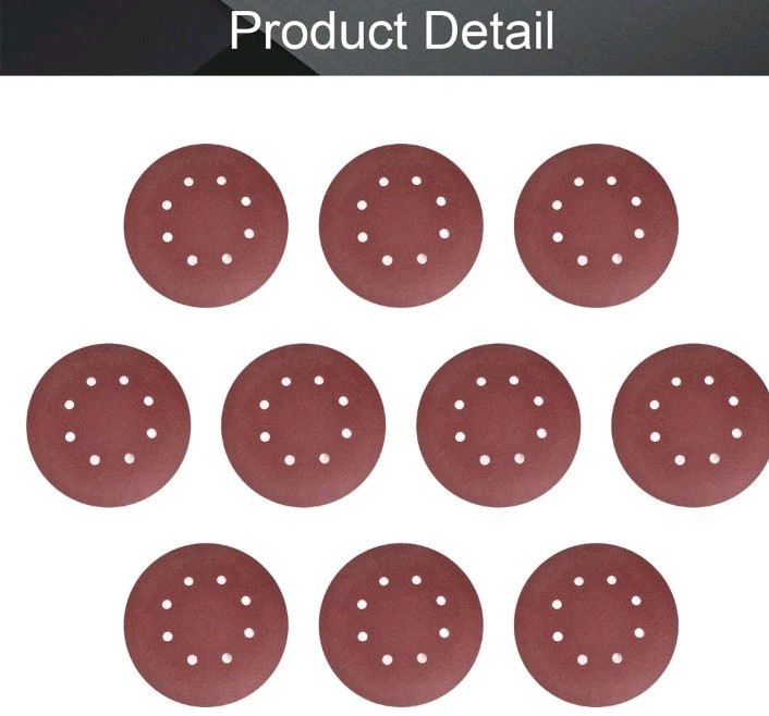 10Pcs 7" 8 Hole Hook&Loop Sanding Disc 120 Grit Flocking Sandpaper Sander Paper