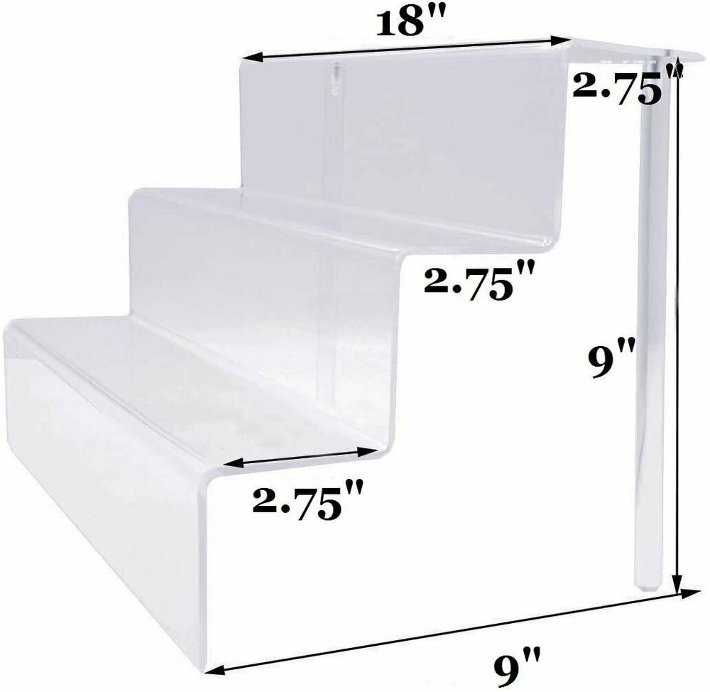 888 Display Three-Tier Acrylic Step Display Ultra Clear and Versatile Risers...