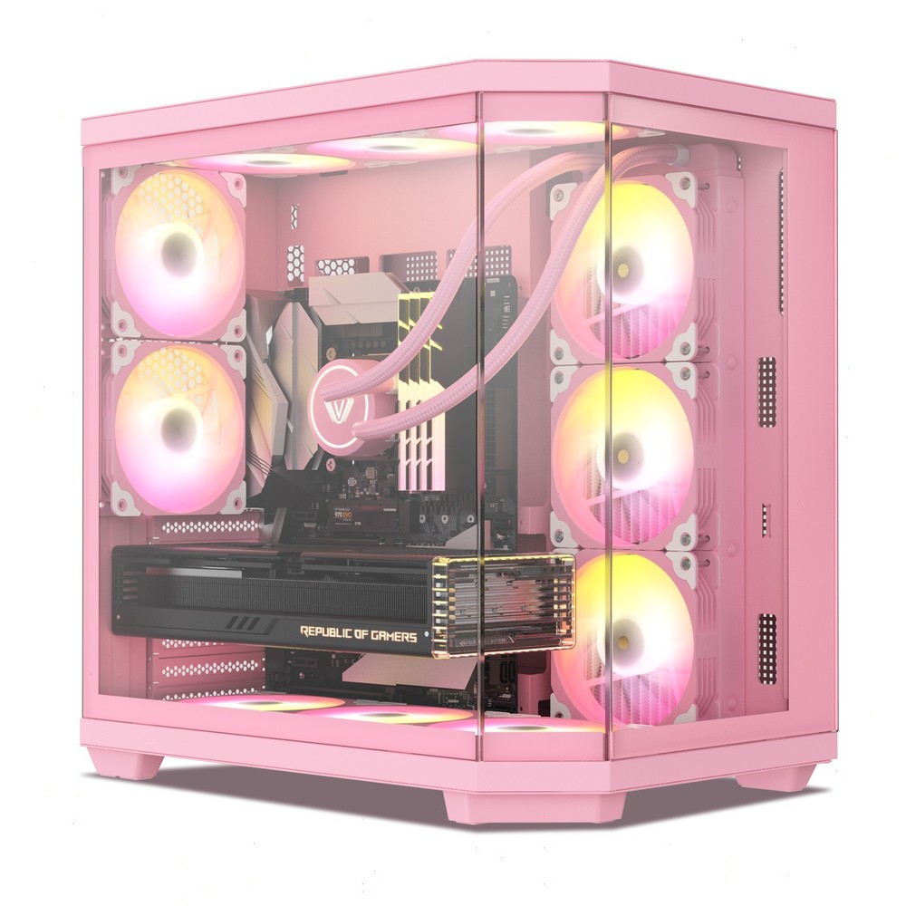 Vetroo CT3 ATX Mid-Tower Gaming Computer PC Case - Pink