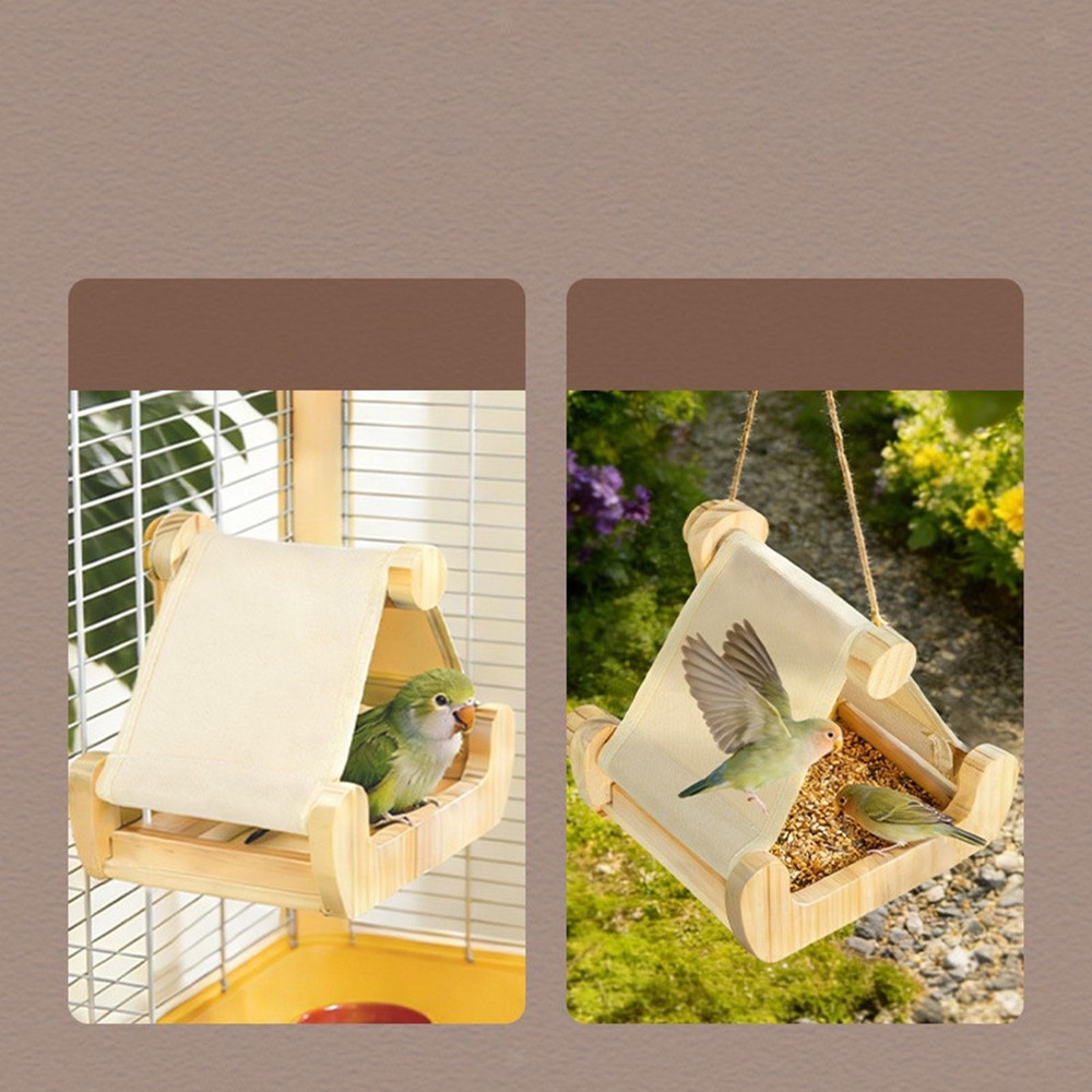 Wooden Cage Bird Bed Parrot Sleeping Hammock Practical