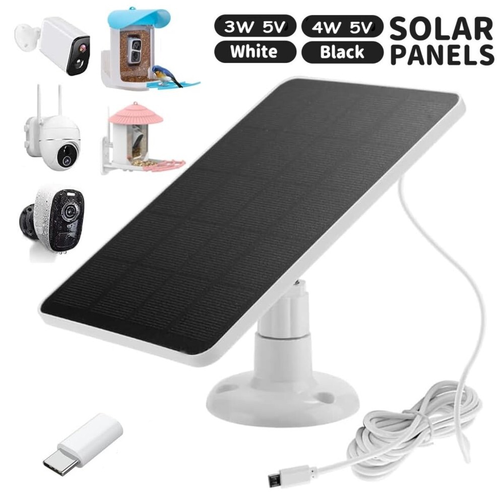 Solar Panel for Security Camera Micro USB & USB-C Port Solar Panel Adjustable