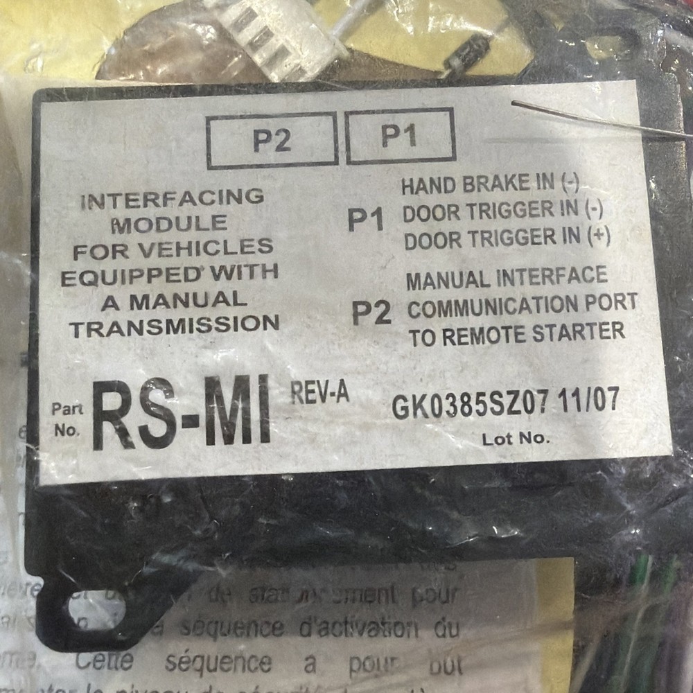 RS-MI Rev-A Manual Transmission Interface Module for Remote Starter Systems
