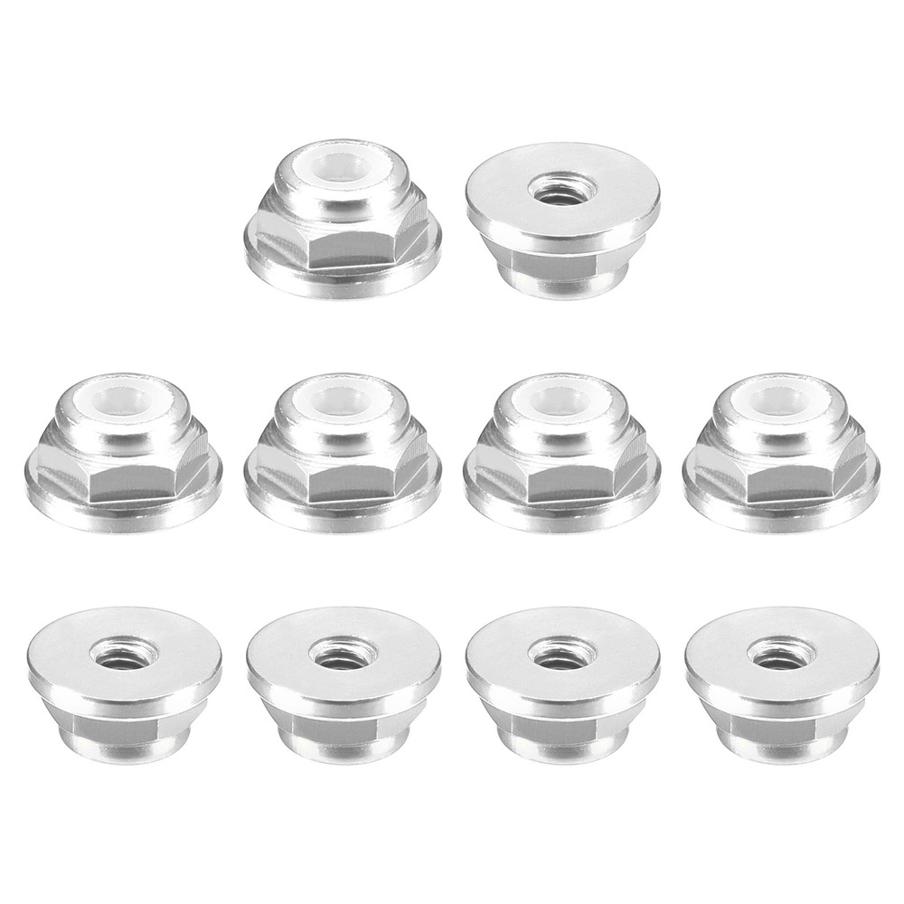 Nylon Insert Hex Lock Nuts, 10pcs - M2x0.4mm Self-Locking Nut(Silver)