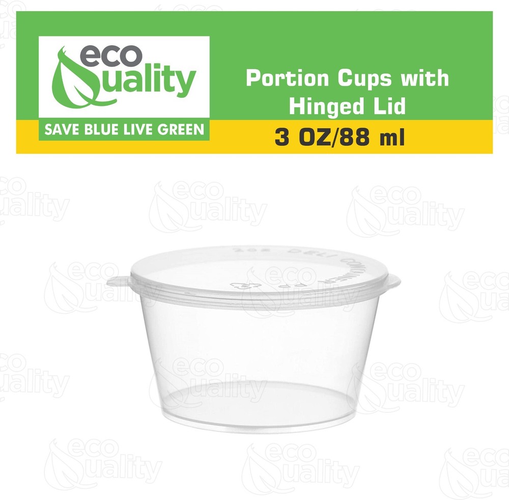 3oz Clear Portion Plastic Cup Hinged Lid Leak Proof Disposable Container 800pcs