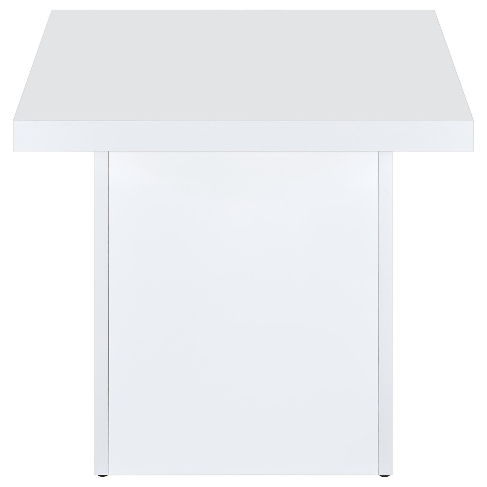 Coaster Devar Square Engineered Wood Side End Table in White High Gloss