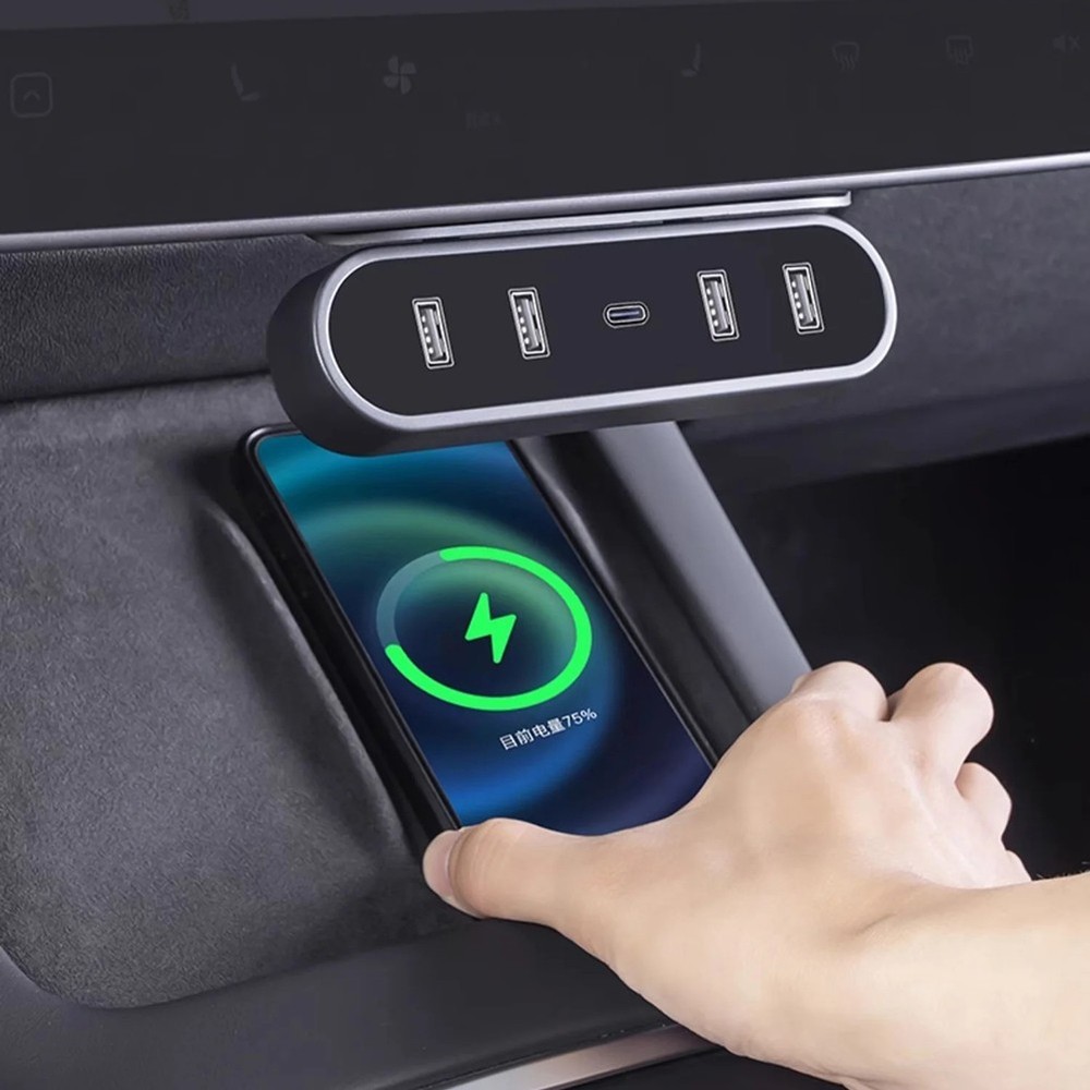 Foldable Charger Hub for Tesla For Model 3 Streamlined Under Screen Docking