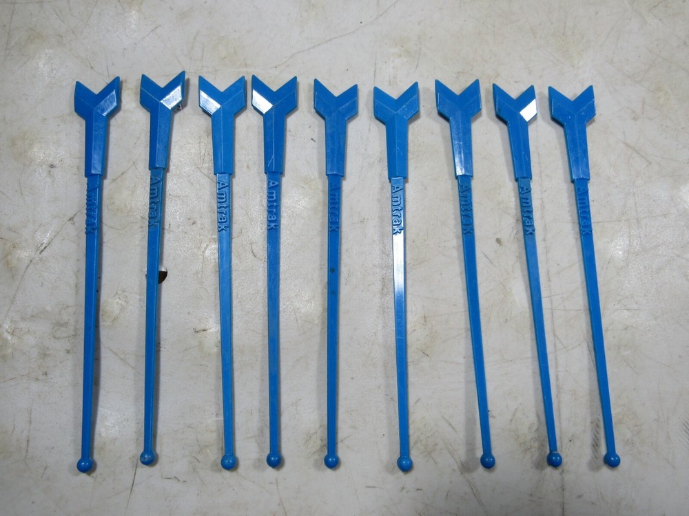 9 Vintage Amtrak Train Plastic Drink Stir Swizzle Sticks
