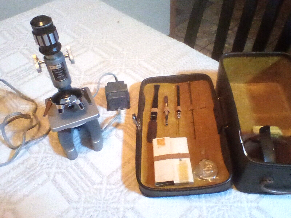 1968 Jason Empire Microscope Model #708 + 12 exciting experiments in Vinyl Case