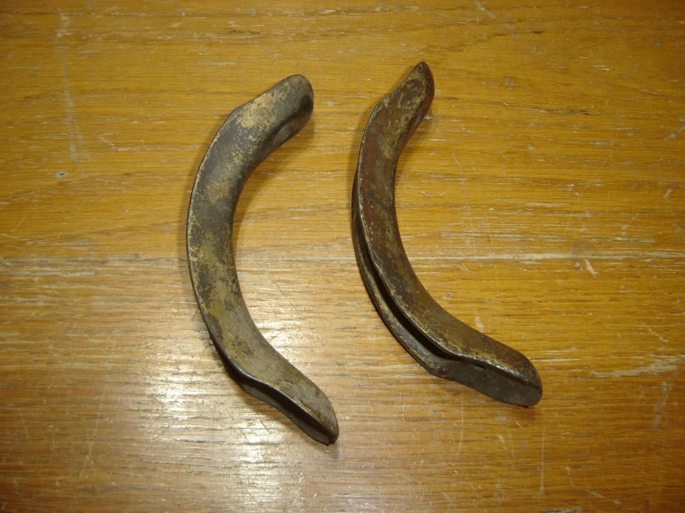 Antique  Pair Cast Iron Hip Rests Painted Gold             #4224