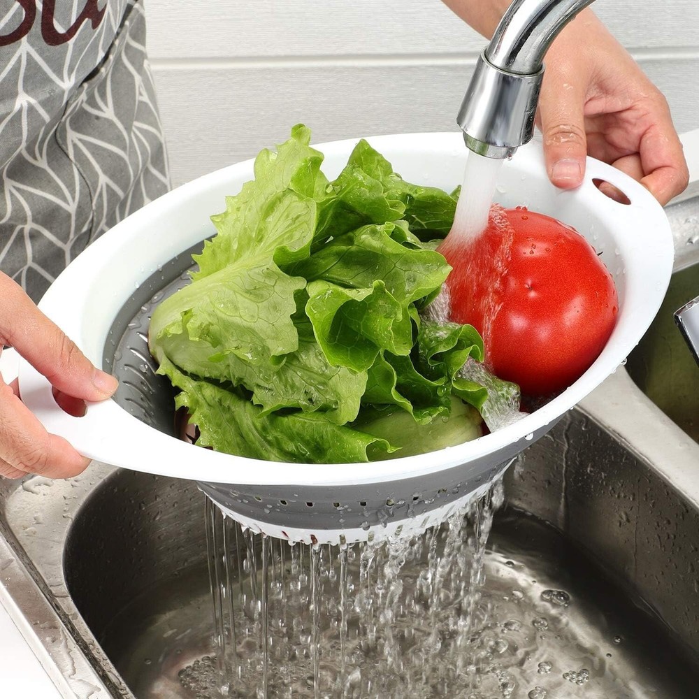 Collapsible Colander Set, Square Round Triangles Silicone Kitchen S... Fast Ship