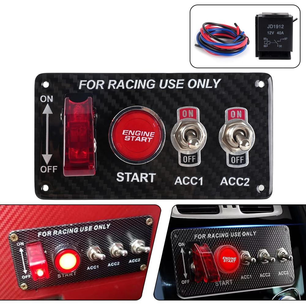 Racing Car Ignition Switch Panel DC 12V 4 in 1 Car Engine Start Push Button C...