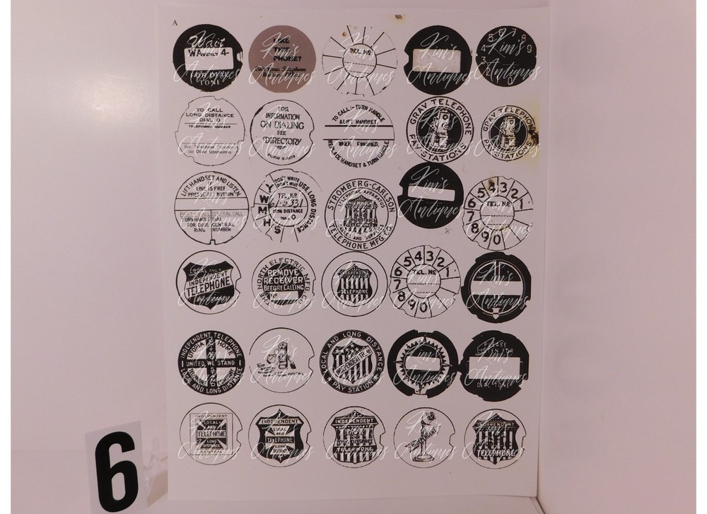 7 Sheets w/Various DIAL CARD INSERTS for W/E, A/E, Kellogg & AT&T Rotary Phones