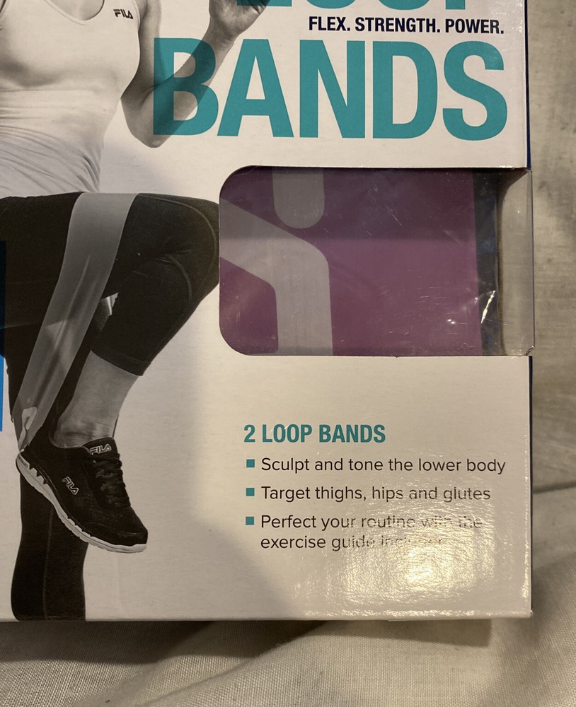 FILA Multi-level Resistance Loop Bands 2-Pack Purple & Blue Medium & Heavy *NEW