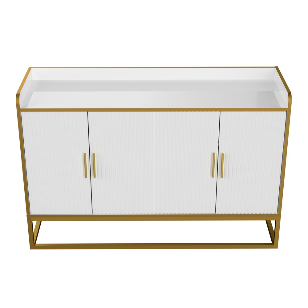 Modern Kitchen Buffet Storage Cabinet Cupboard White with Metal Legs for Kitchen