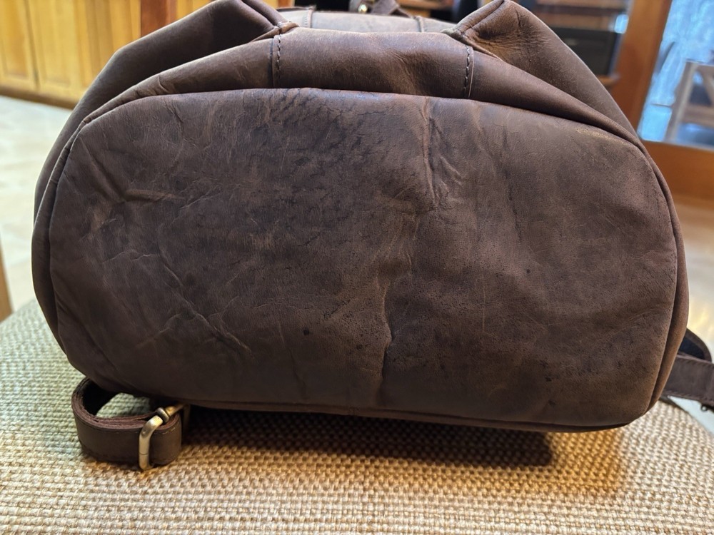 All Leather Brown WRANGLER Heavy Duty Backpack Mint Condition