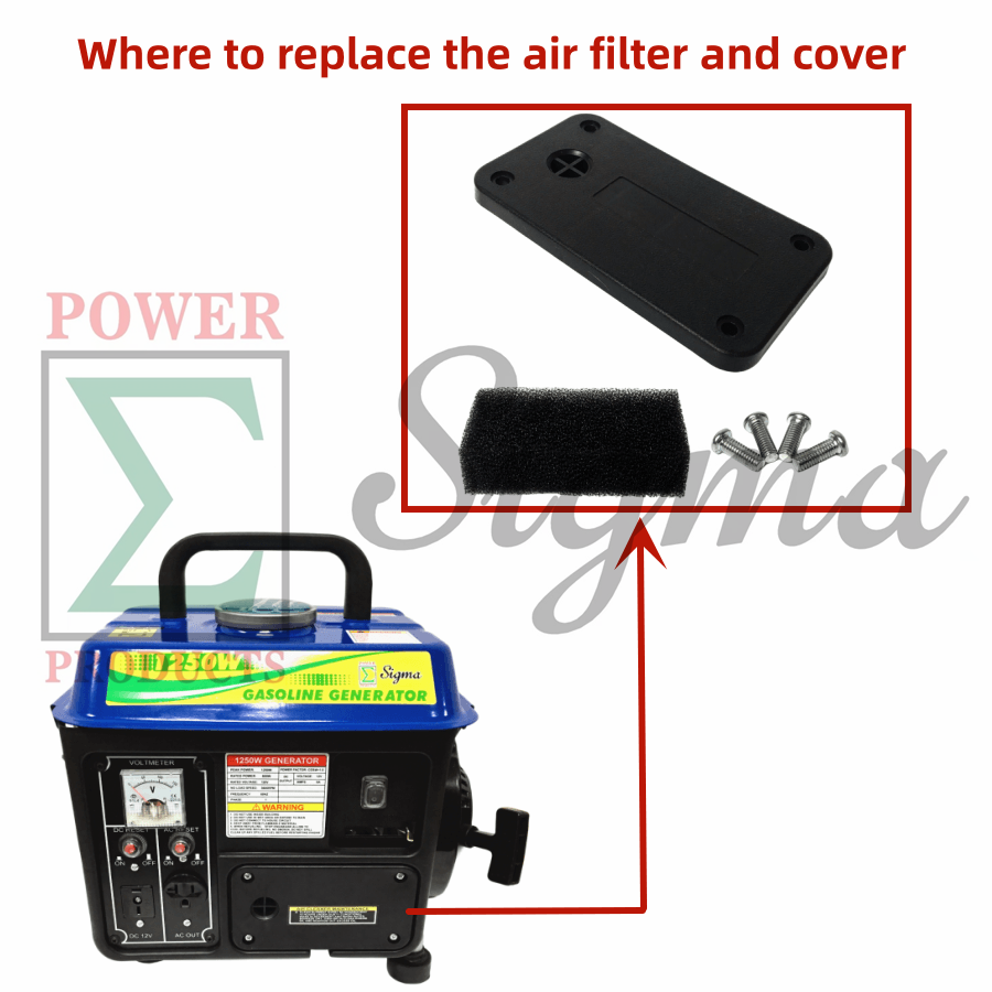 Air Filter Element and Panel Cover For Sigma Rural King 1250W 2-Cycle Generator