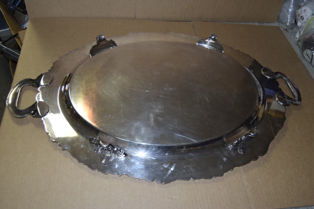 Crescent Silver on Copper "Grape Vines" 32" Silver Plated Serving Platter Tray