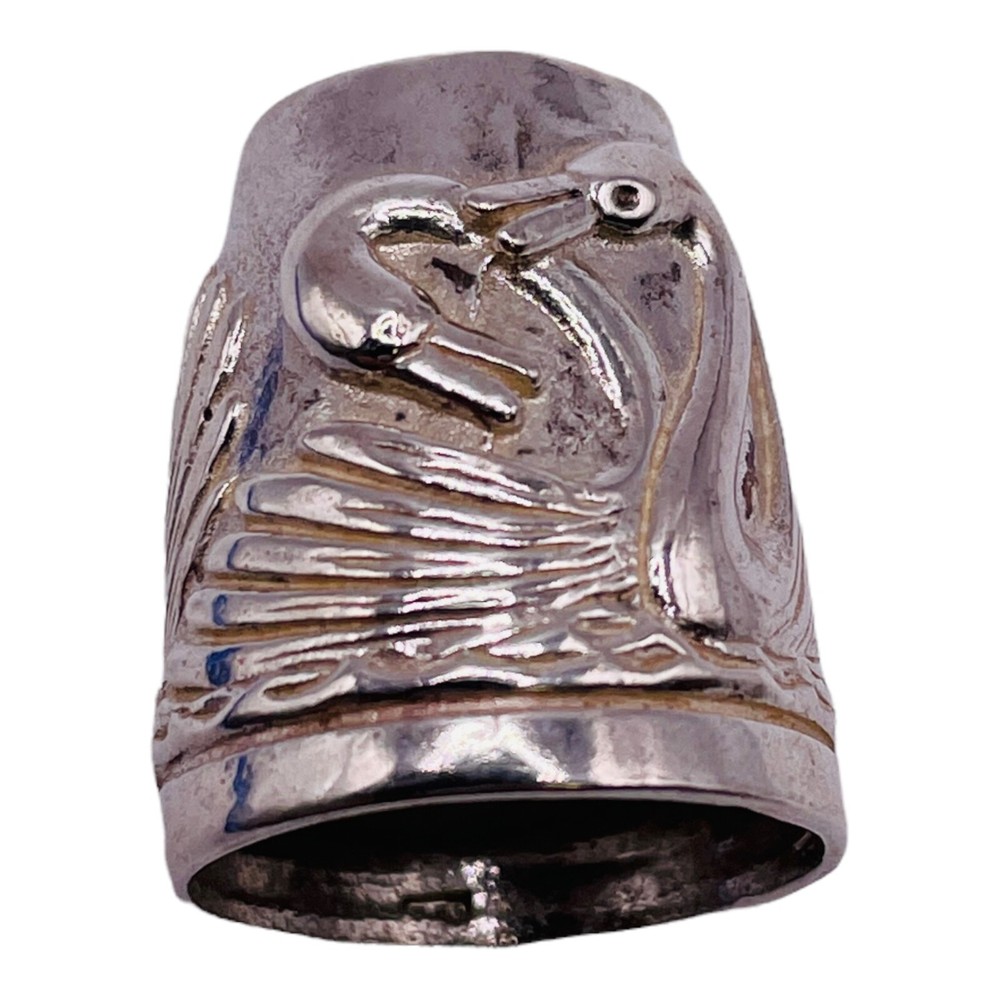 925 Solid Sterling Silver Swan Thimble Vintage 10g