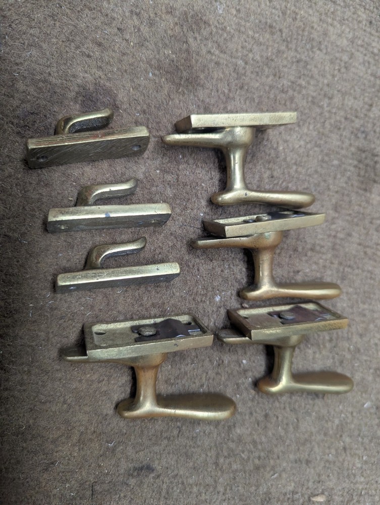 Vintage Solid Brass Casement Window Levers And Keepers