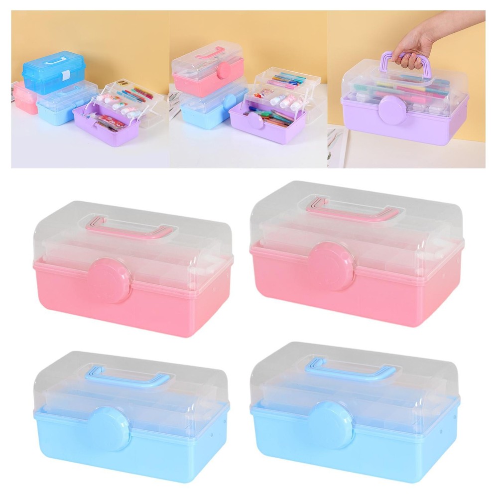 Art Crafts Case 3 Layer Storage Box Lightweight Multipurpose Organizer for