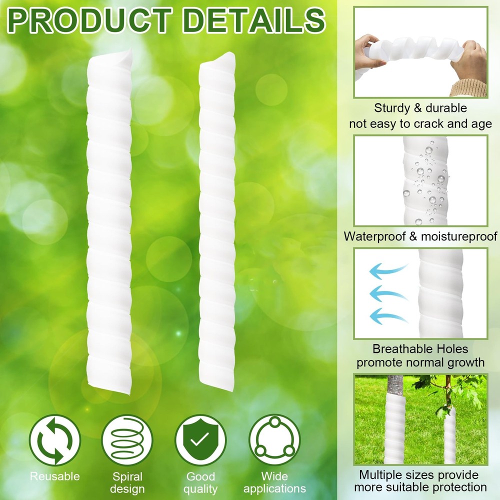4/6/8 Pcs Tree Trunk Protector-2 Size Plastic Spiral Guard Trunk...