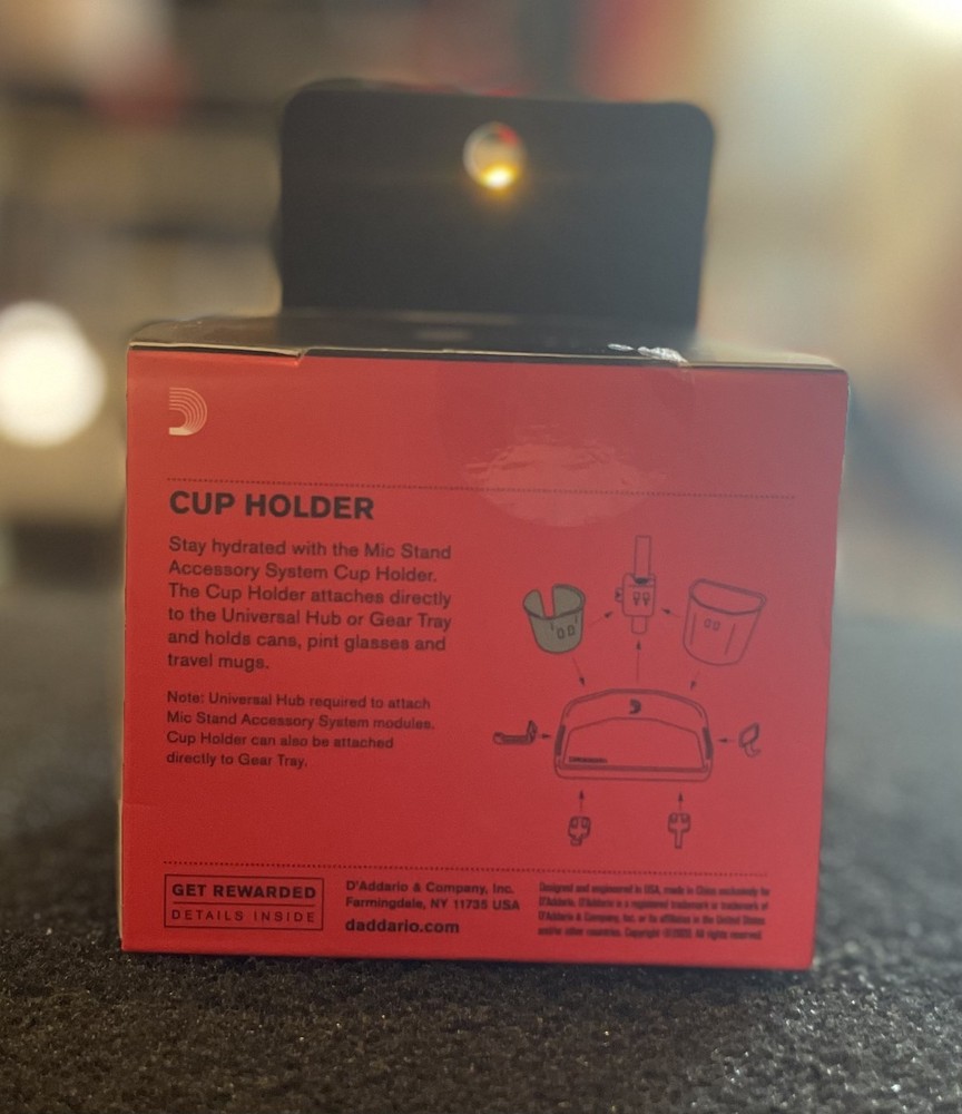 D'Addario Cup Holder Mic Stand Accessory System Attachment Black