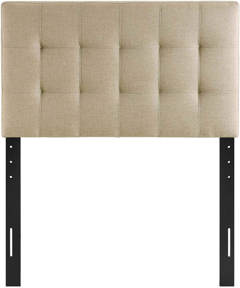 Twin Headboard Linen Fabric Tufted Adjustable Height Modern Style