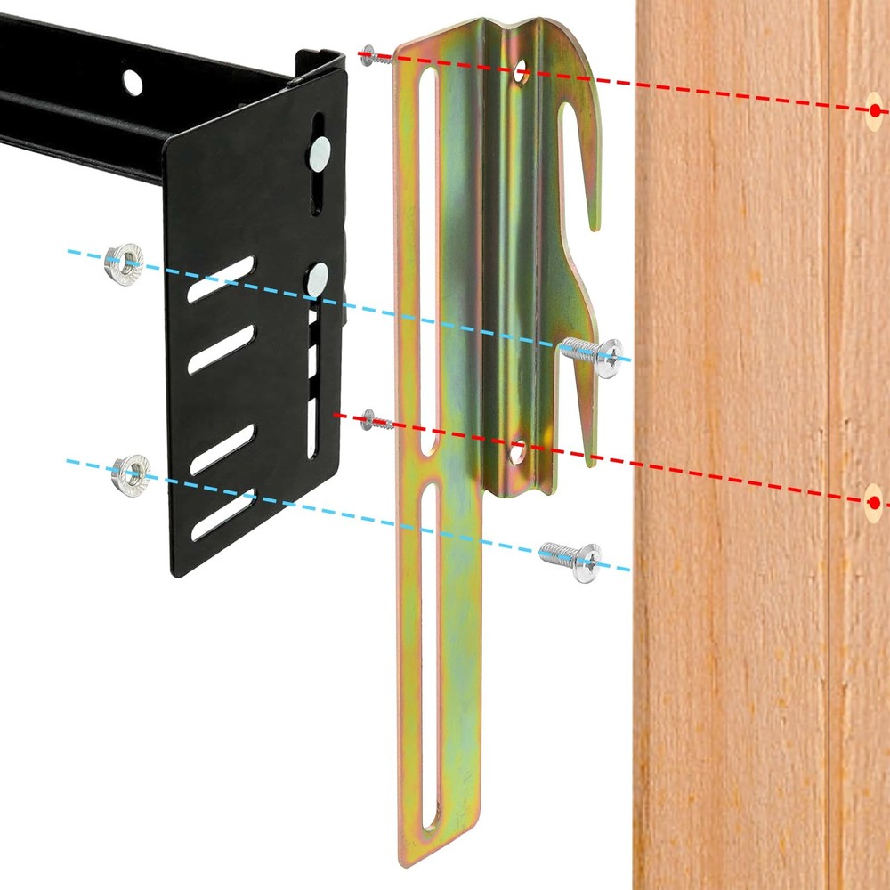Set of 4 Bed Frame Conversion Brackets, Bolt On to Hook On Headboard Adapter