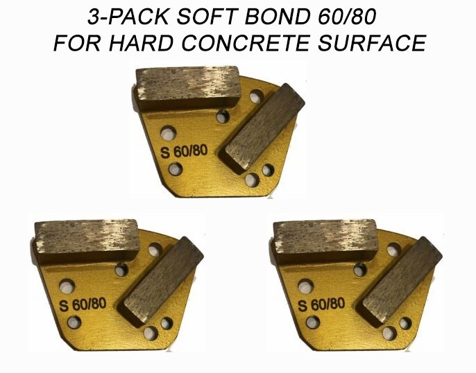3-Pack! Diamond Grinding Discs For Bolt-on Grinder For HARD Surface Grit 60/80