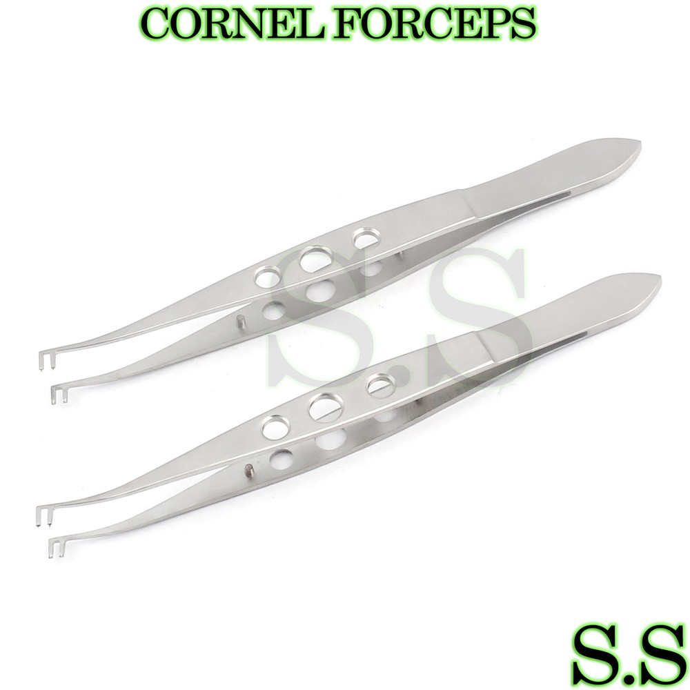 SET OF 2 CORNEL FORCEPS 2X2 TEETH 0.12MM 4.5"