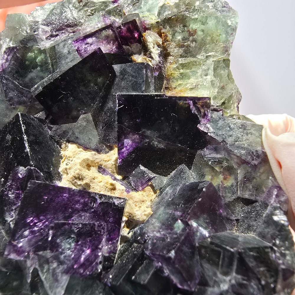 Phantom Fluorite Cube Specimen, green purple Okorusu, Namibia 76*63*22mm
