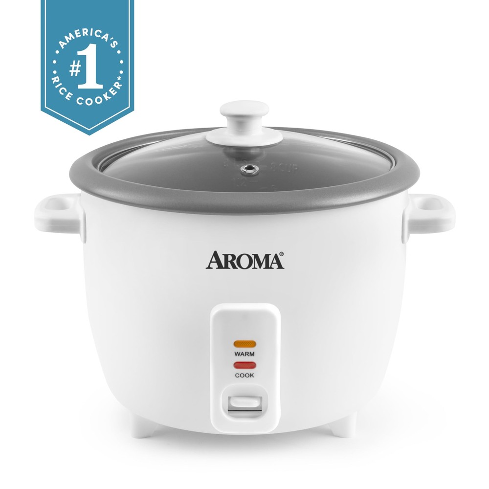 AROMA® Rice Cooker, 8-Cup (Uncooked) / 16-Cup (Uncooked), White