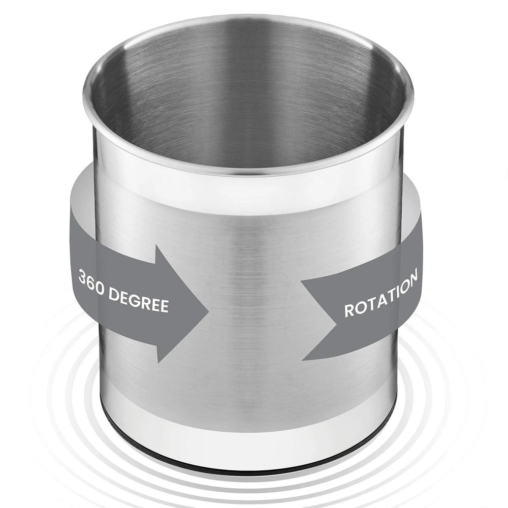 Stainless Steel Rotating Utensil Crock with Weighted Base&Removable Divider