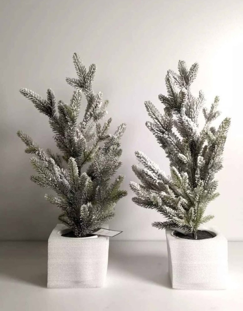 Threshold 22" Artificial Christmas Faux Tree with White Snow Spotted Decor 2pack