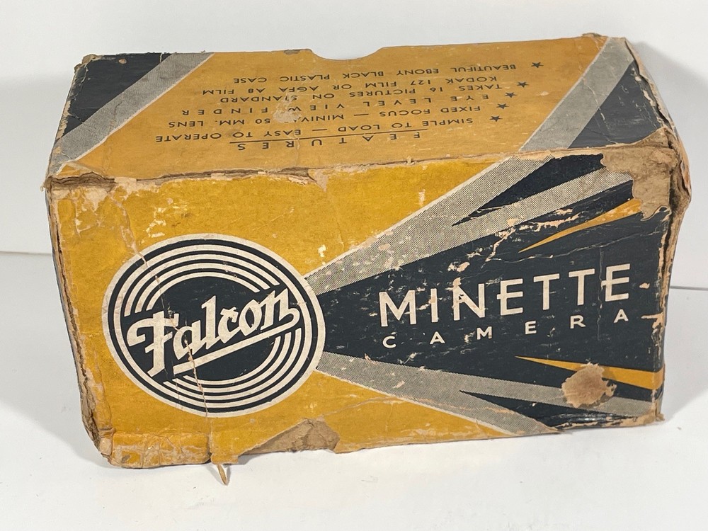 VINTAGE FALCON MINETTE CAMERA W/ ORIGINAL BOX & INSTRUCTIONS & CASE NEVER USED