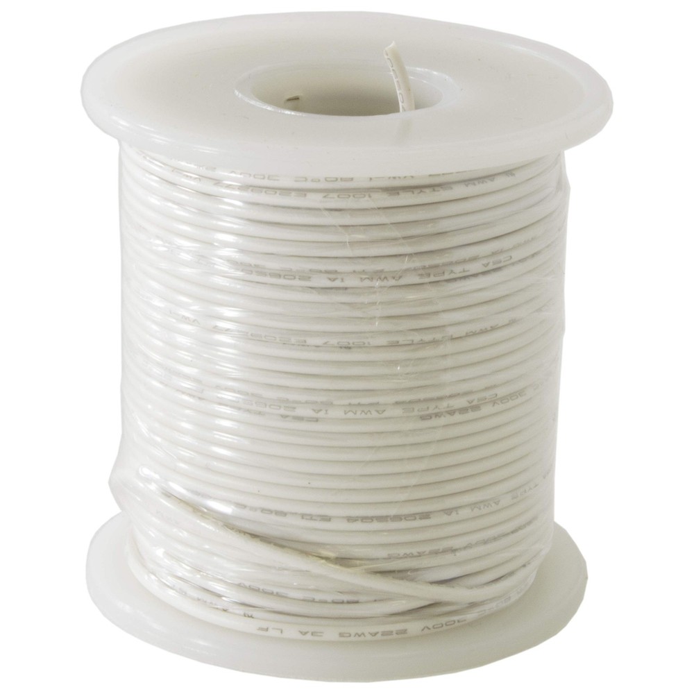 EX ELECTRONIX EXPRESS Solid Hook Up Wire - 22 Gauge, 100 Foot Spool - White