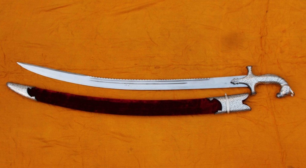 38" Mughal Islamic Indo-Persian Silver Inlaid Work Sword