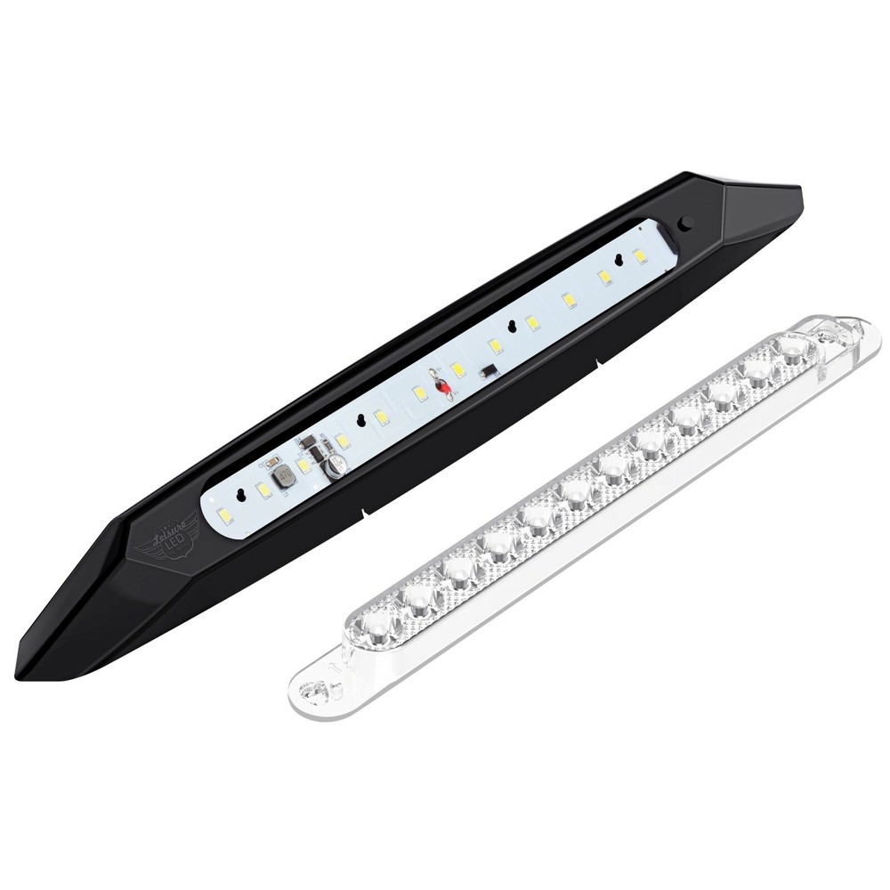 Leisure LED RV Exterior 13" Awning Porch Light with On/Off Switch 12 Volt BLACK