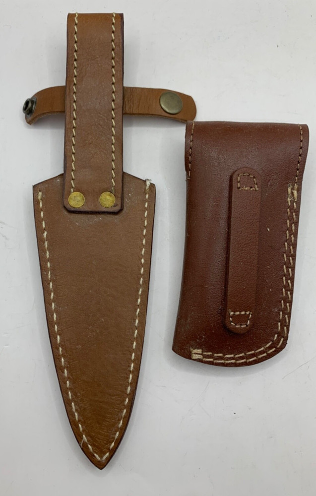 2 Leather Knife Sheaths Decorative Handtooling Brown Belt Loop