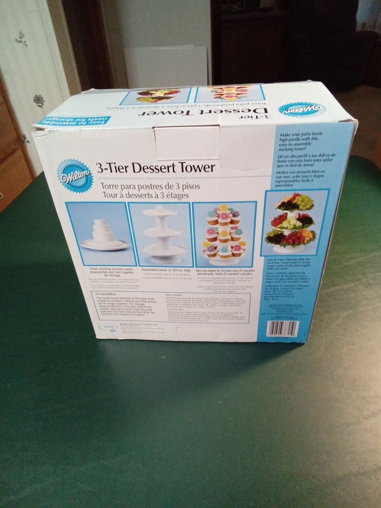 Wilton Plastic White 3-Tier Dessert Tower Easy to Assemble Open Box