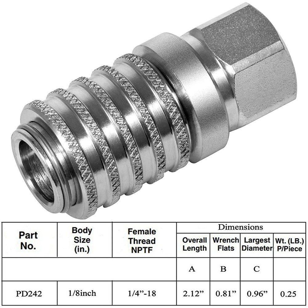PD Test Port Quick Coupler PD242 Series for Diagnostic Equipment Internal Pipe