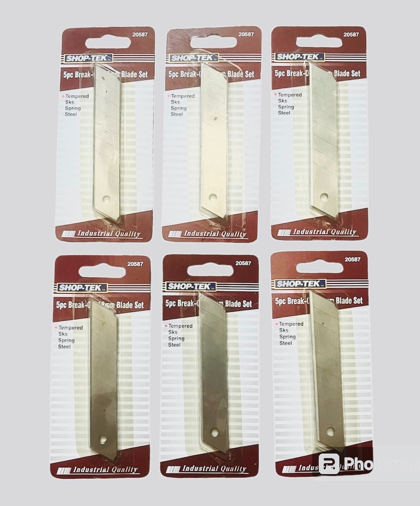 6 Set of 5Pc x 18mm Snap-Off Sharp Craft Knife Replacement (Total: 30pcs), 20587