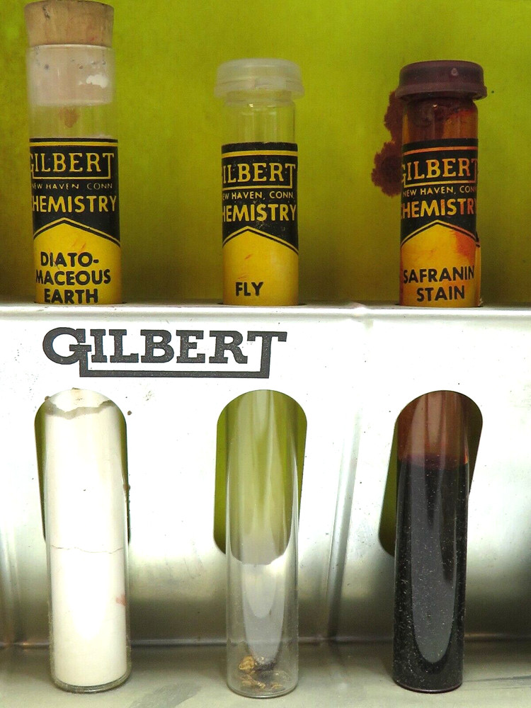 VINTAGE GILBERT #13021 MICROSCOPE & LAB SET COMPLETE SET w ORIGINAL BOX/CASE *