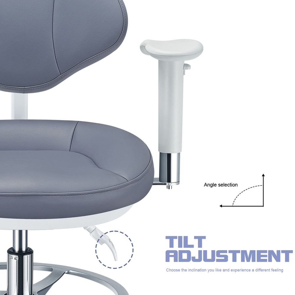 Dental Mobile Microscope Hygiene Chair Operator Stool with Armrest PLST-084